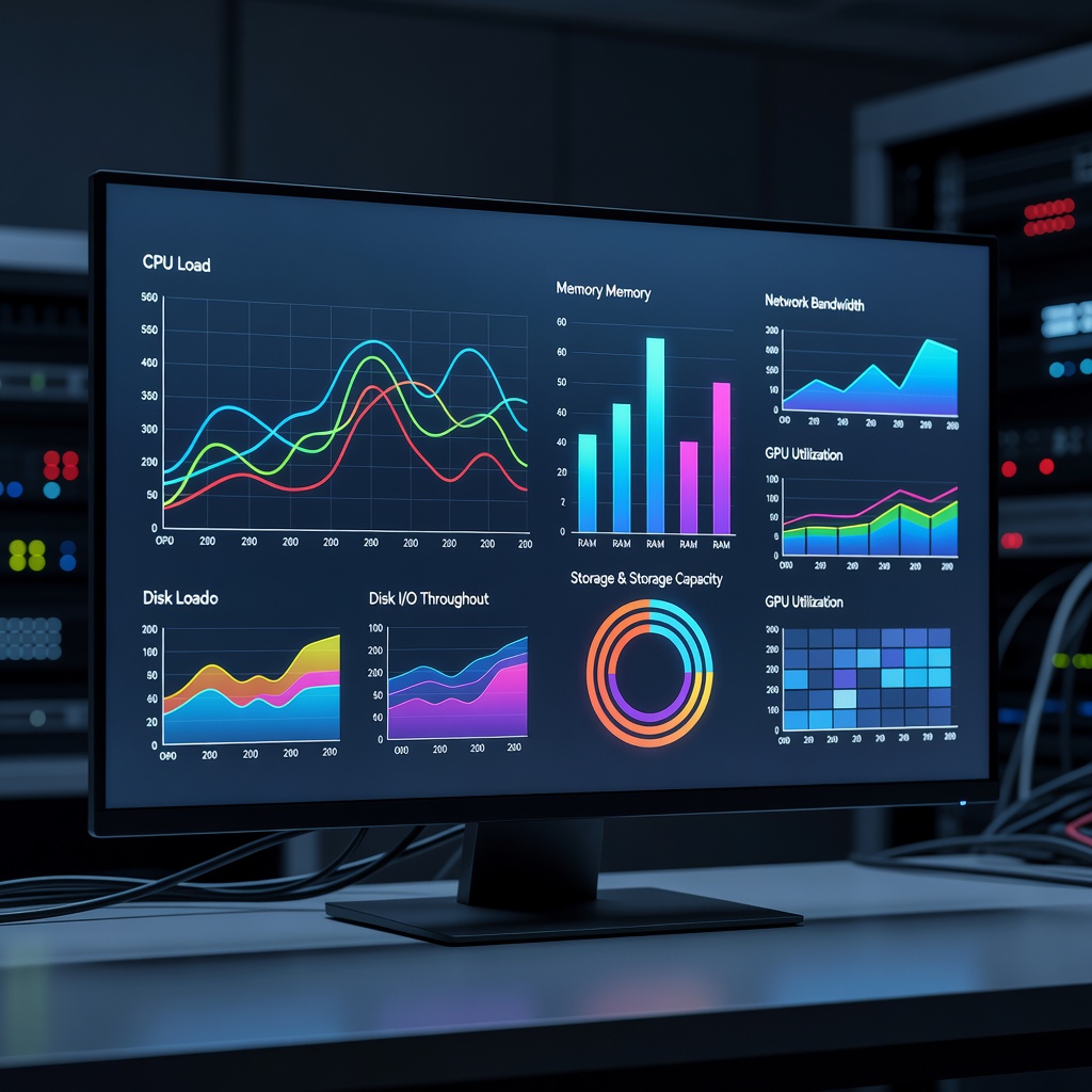 Screen showing system performance graphs and resource usage